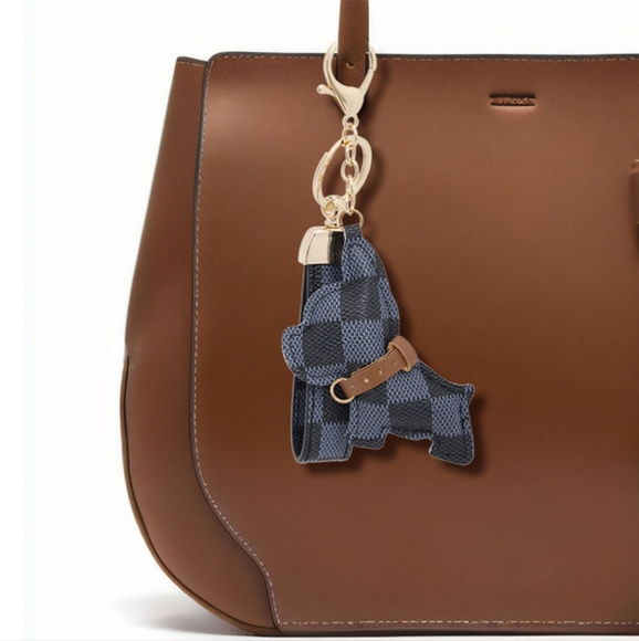 Checkered Dog Keychain Bag Charm - Picture 2 of 4